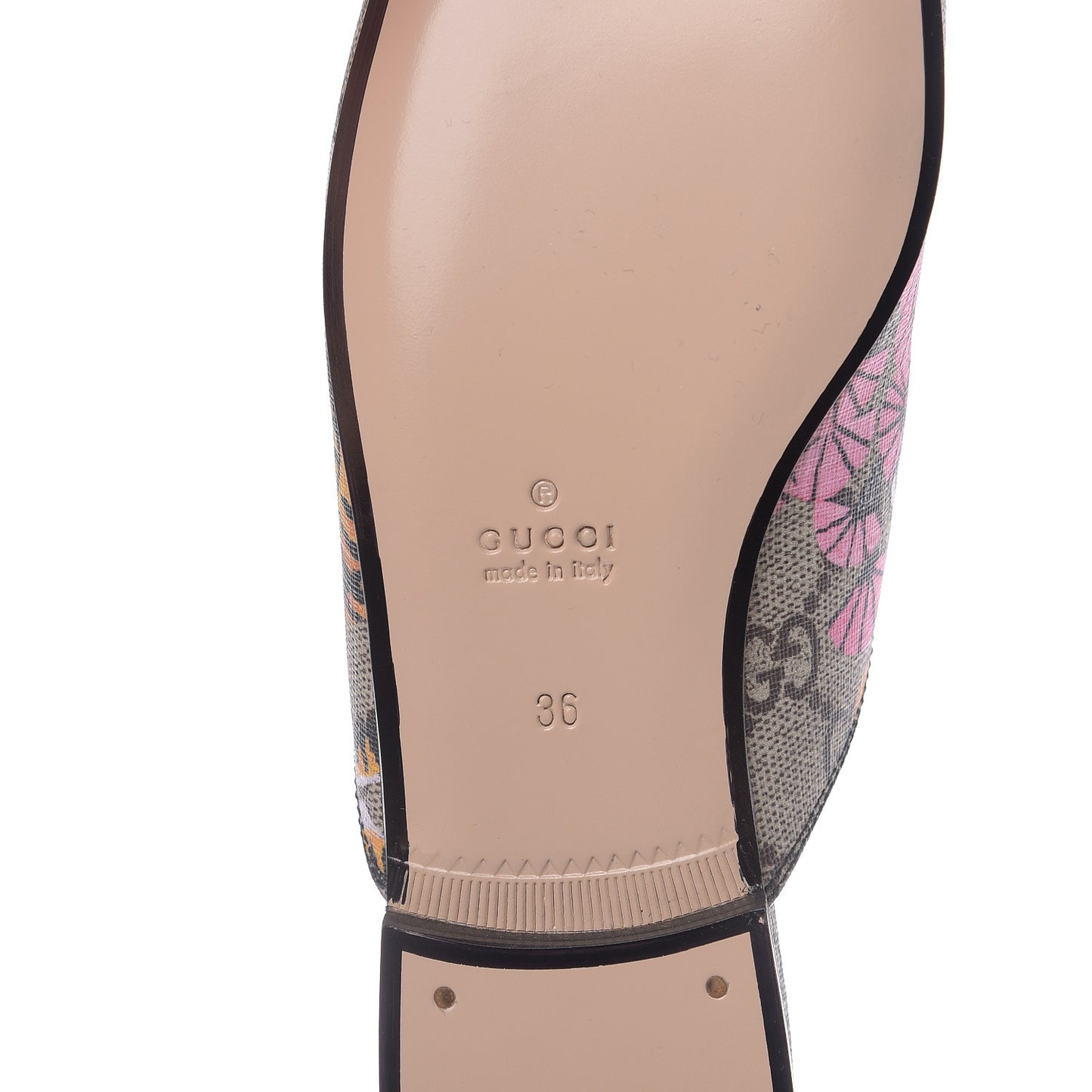 GG Supreme Monogram Bengal Womens Princetown Slippers 36 Beige Crop Pink