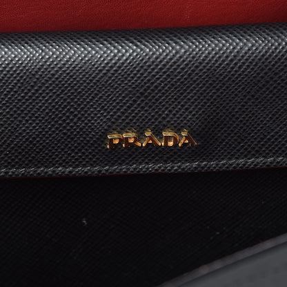 Prada Saffiano Cuir Large Double Bag Black Fuoco 6 of 23