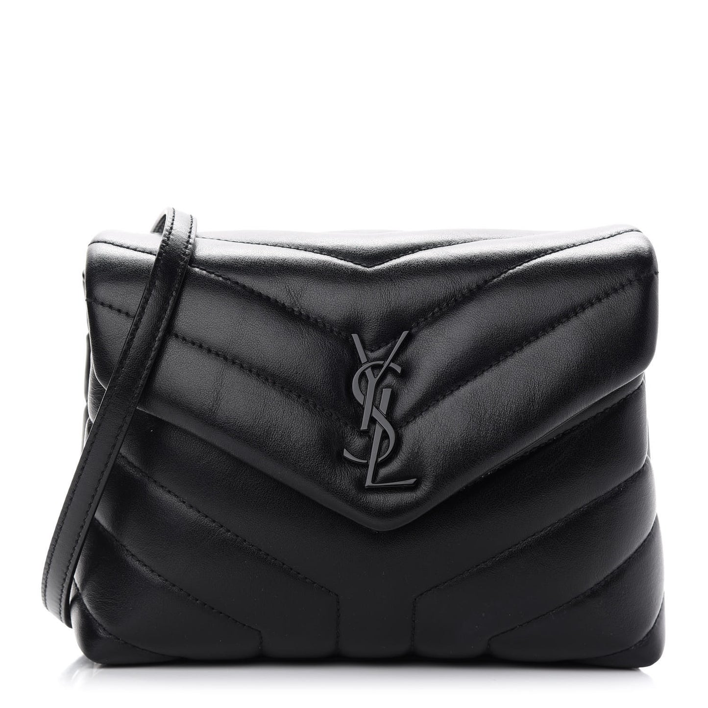 Calfskin Y Quilted Monogram Toy Loulou Crossbody Bag Black