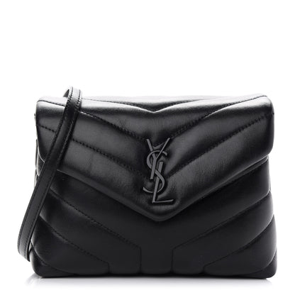 Saint Laurent Calfskin Y Quilted Monogram Toy Loulou Crossbody Bag Black 1 of 10