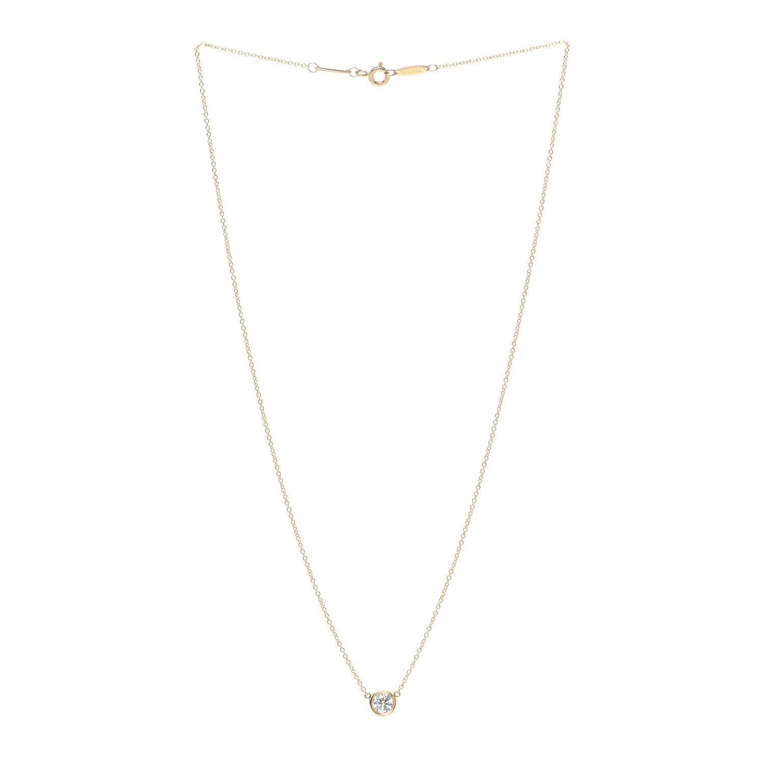 Tiffany 18K Yellow Gold Diamond .43ct Elsa Peretti Diamonds by the Yard Pendant Necklace 3 of 7