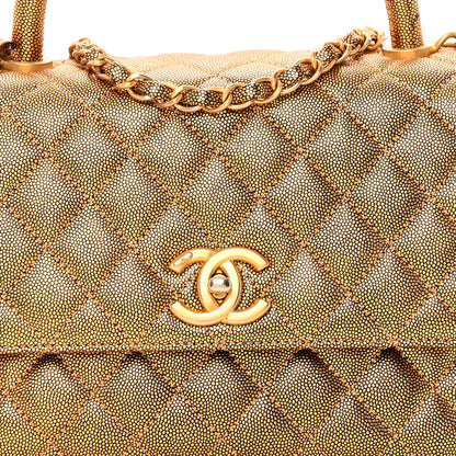 Chanel Metallic Caviar Quilted Small Coco Handle Flap Gold 8 of 12