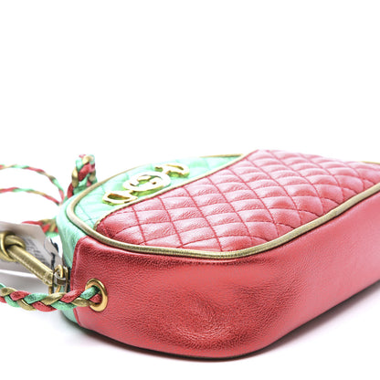Gucci Laminated Nappa Trapuntata Mini Zumi Dome Shoulder Bag Rosso Jasmine Green Rame 7 of 10