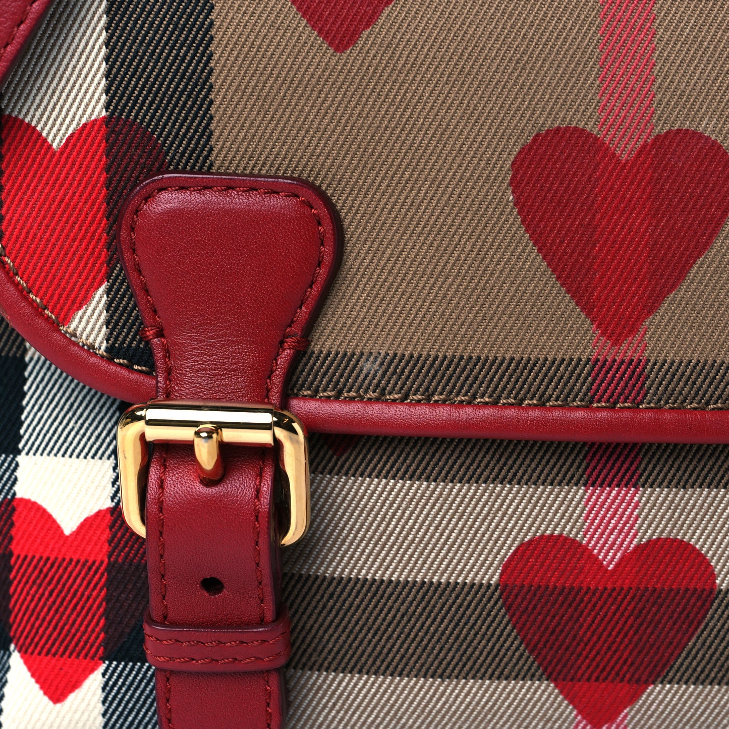 Horseferry Check Heart Print Crossbody Flap Parade Red