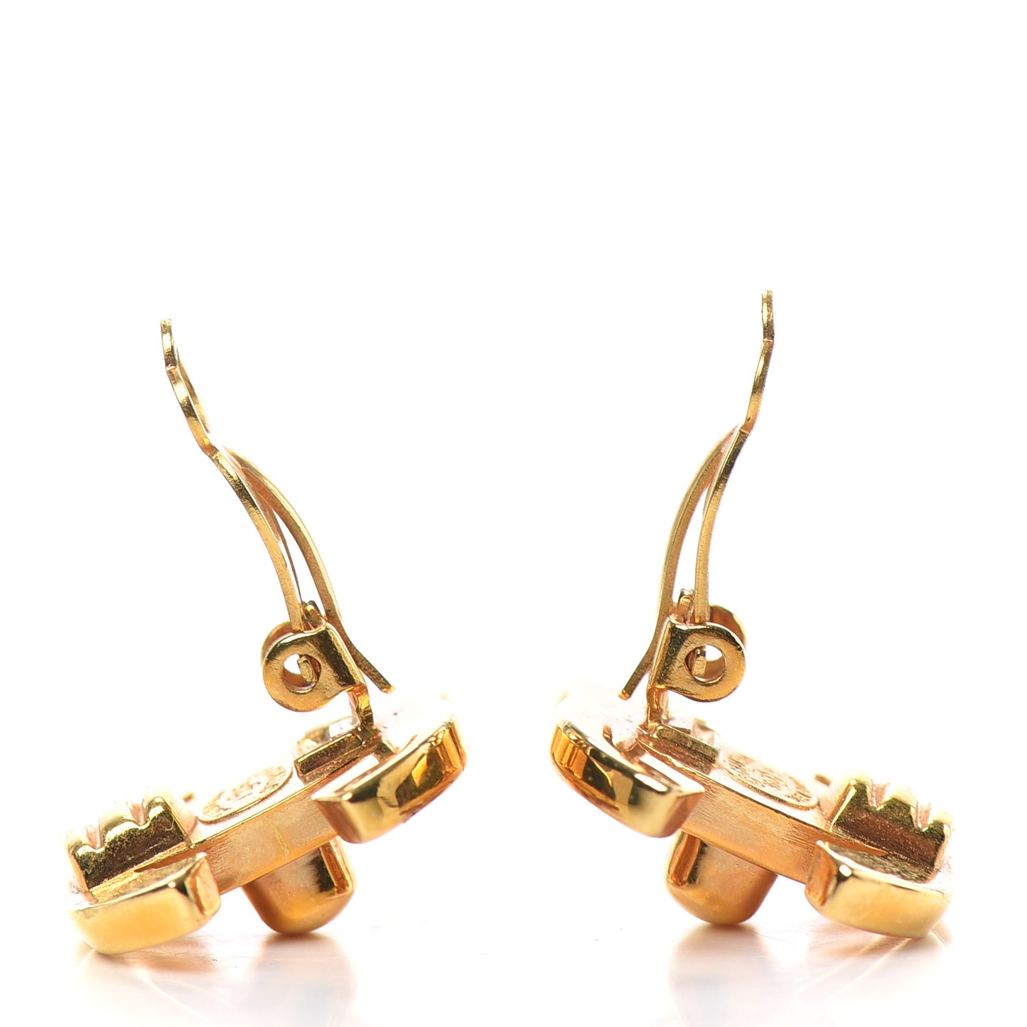Metal CC Turnlock Clip On Earrings Gold