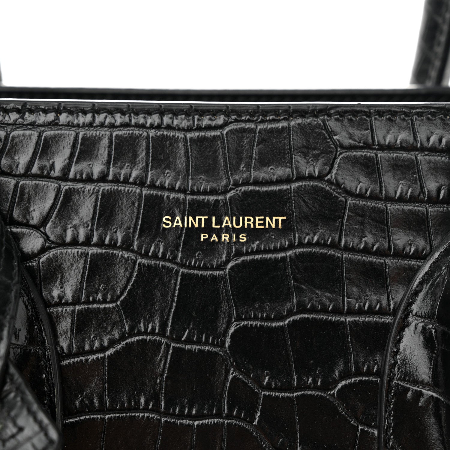 Saint Laurent Calfskin Crocodile Embossed Small Sac de Jour Dusty Black 6 of 11