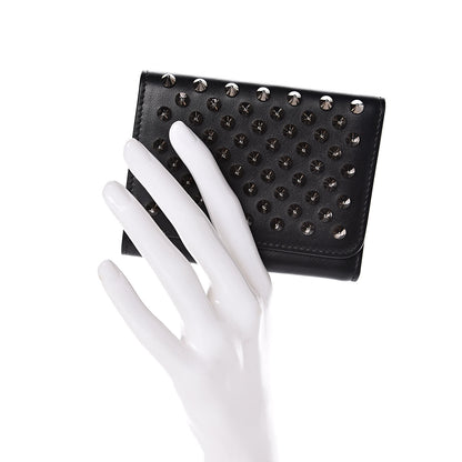 Christian Louboutin Calfskin Spiked Macaron Mini Spiked Wallet Black 2 of 8