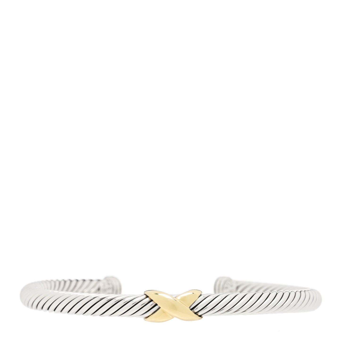 Sterling Silver 14K Yellow Gold 5mm X Station Cable Bracelet