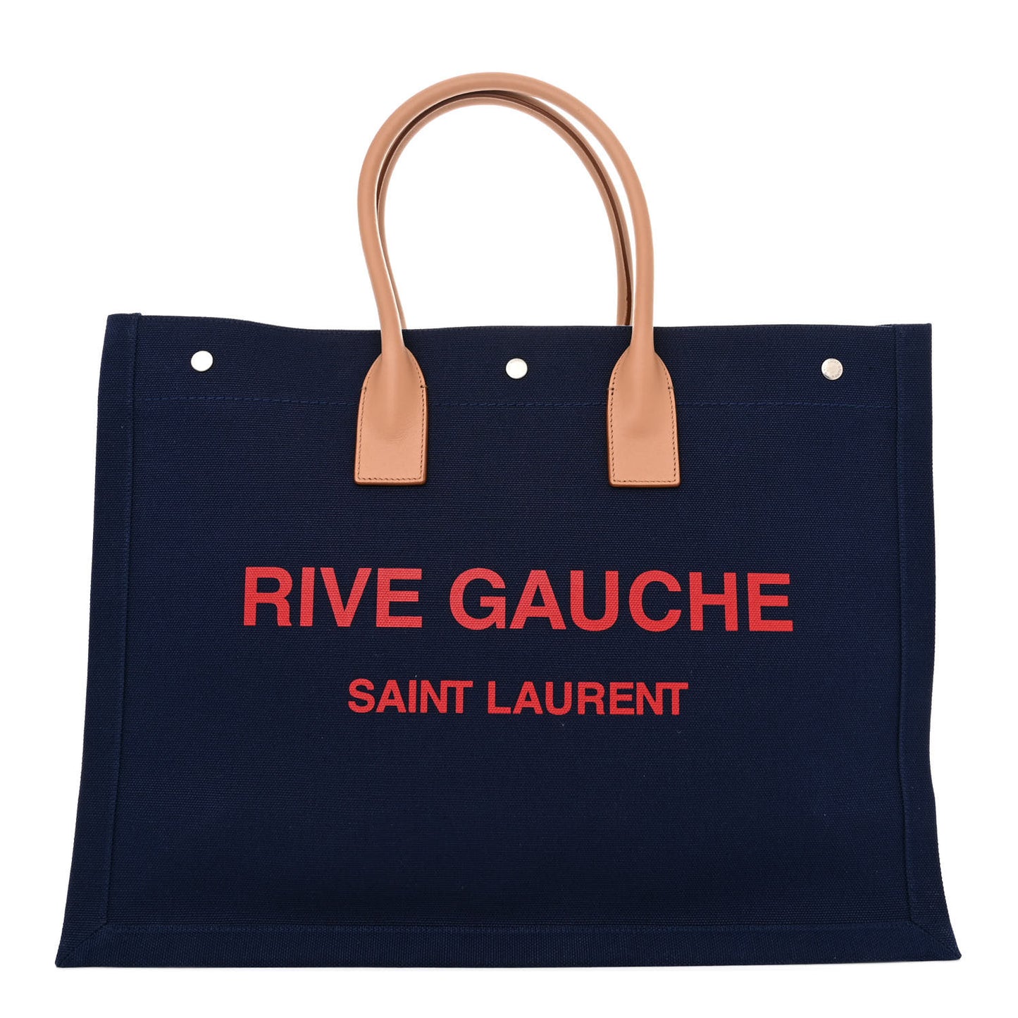 Linen Calfskin Rive Gauche Tote Marine Rose Brown