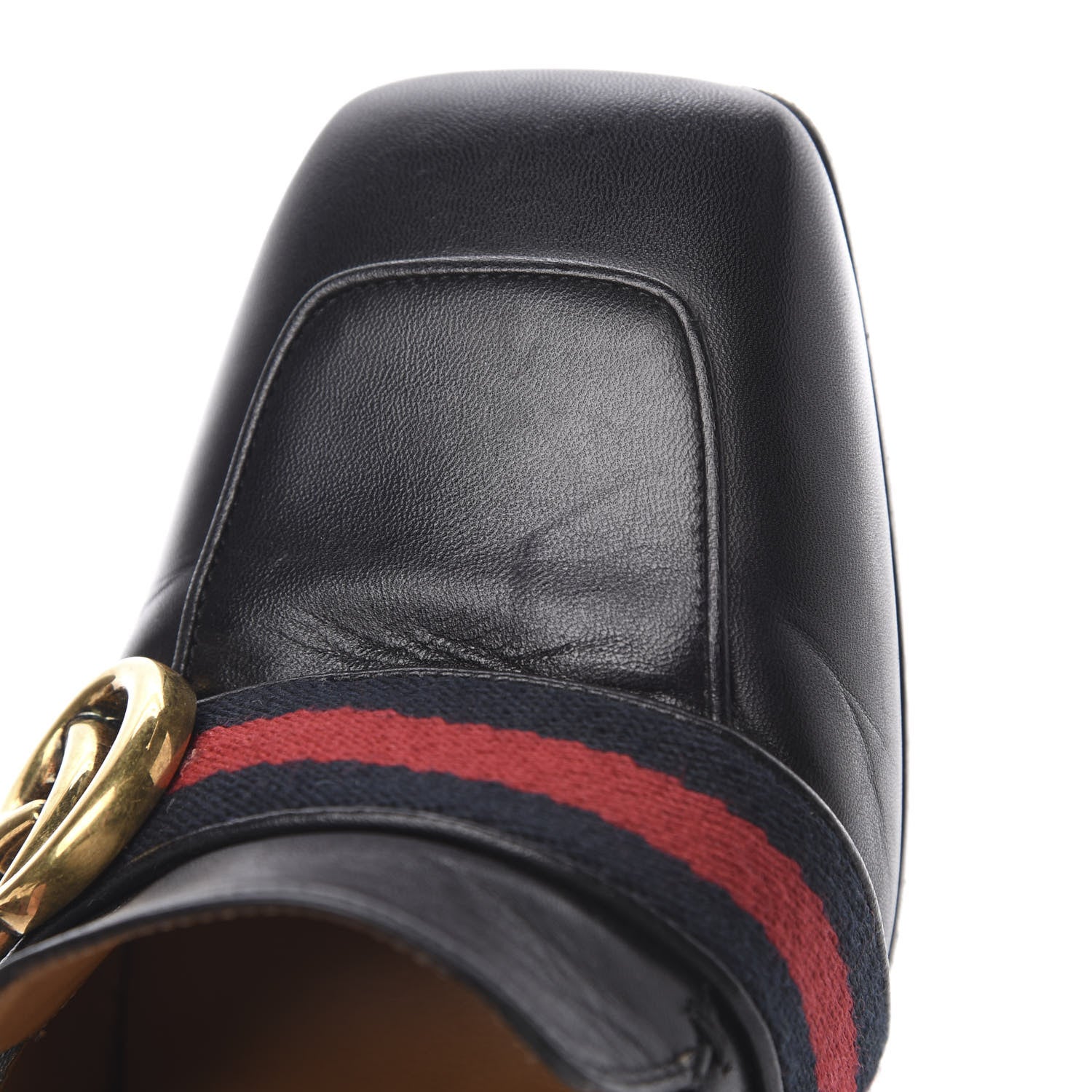 Gucci Malaga Kid Web Pearl Embellished Peyton High Heel Mules 37.5 Black 12 of 12
