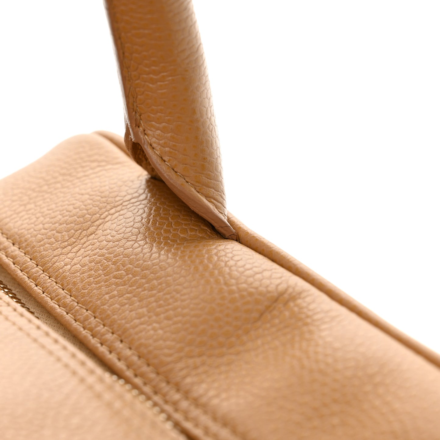 Caviar Quilted Small Bowler Beige