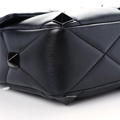 Valentino Garavani Nappa Monochrome Large Roman Stud Shoulder Bag Black 5 of 14