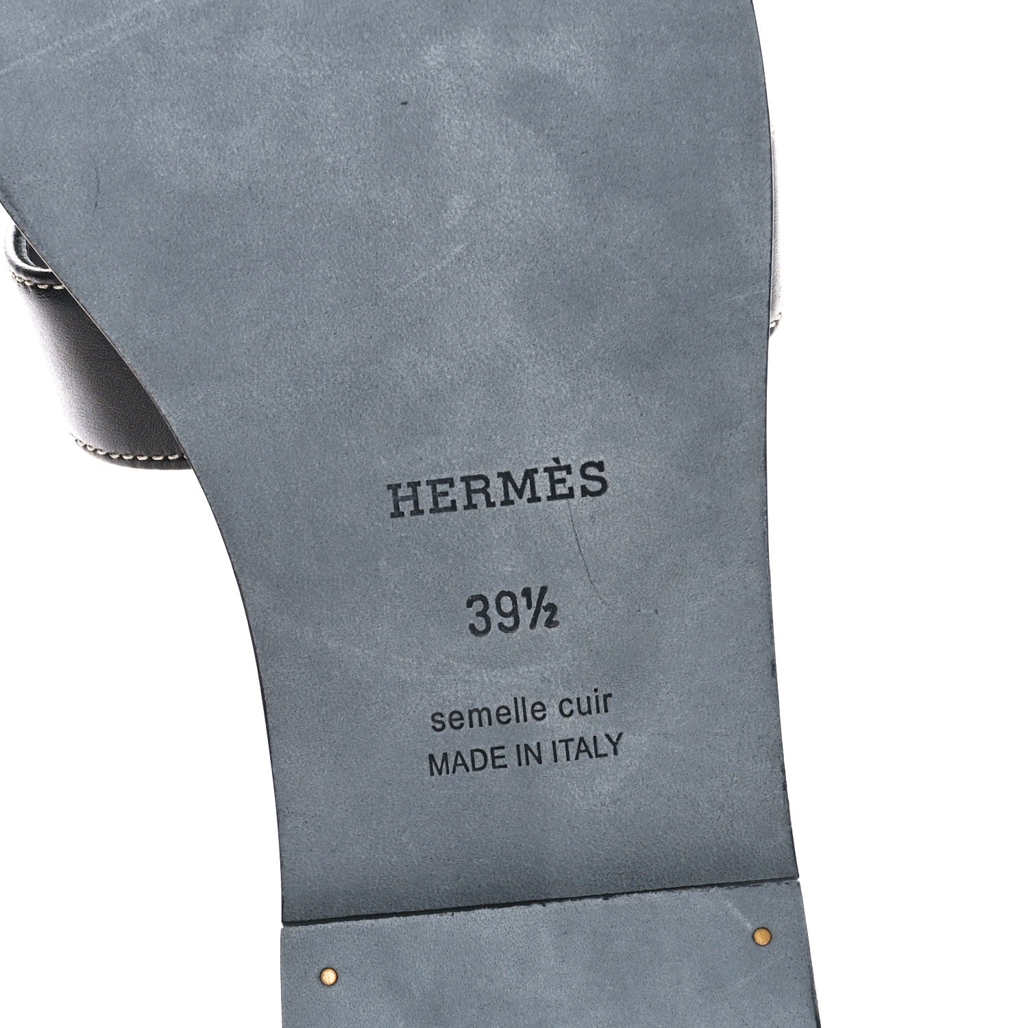 Hermes Box Calfskin Oran Sandals 39.5 Black 6 of 8