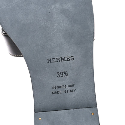 Hermes Box Calfskin Oran Sandals 39.5 Black 6 of 8