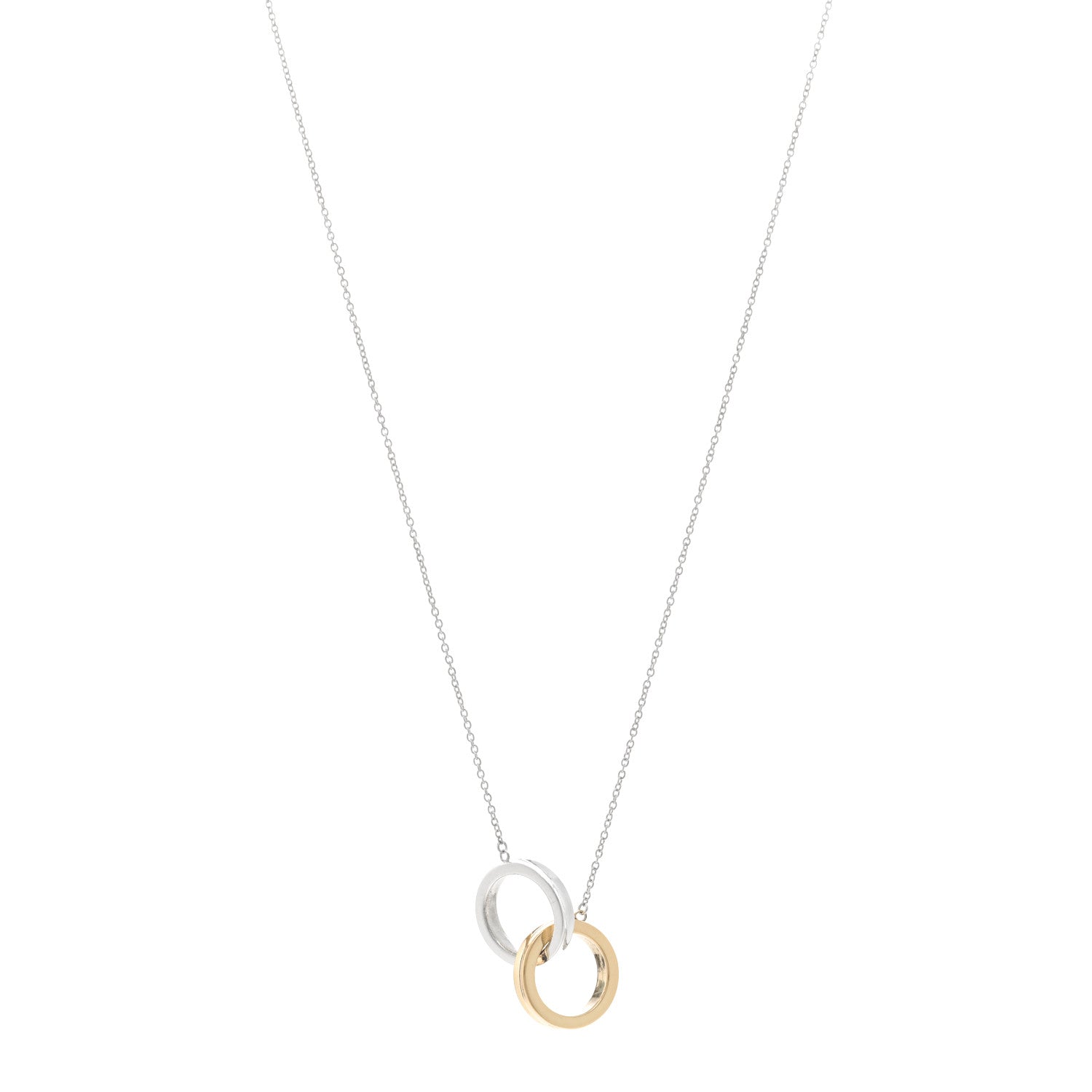 Tiffany Sterling Silver 18K Yellow Gold 1837 Interlocking Circles Pendant Necklace 1 of 4