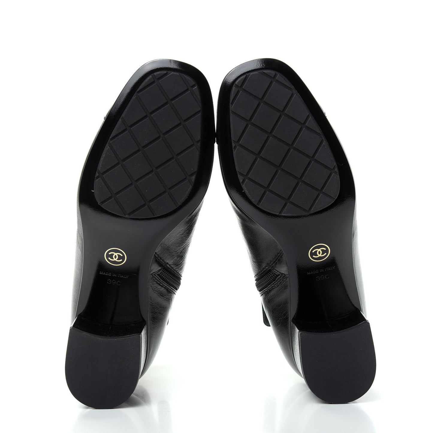 Crumpled Calfskin Cap Toe Chain Short Boots 39 Black