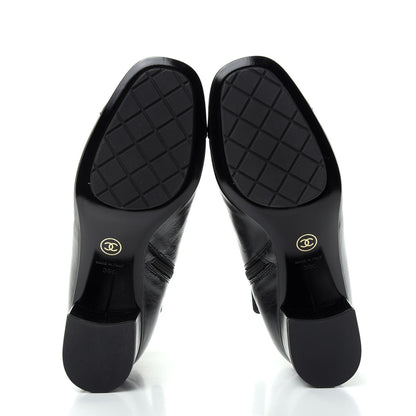 Chanel Crumpled Calfskin Cap Toe Chain Short Boots 39 Black 6 of 11