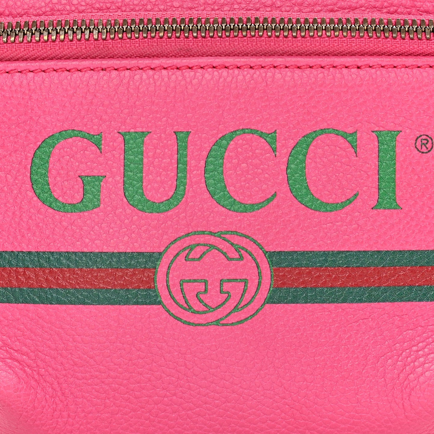 Grained Calfskin Small Logo Belt Bag Box Pink Green