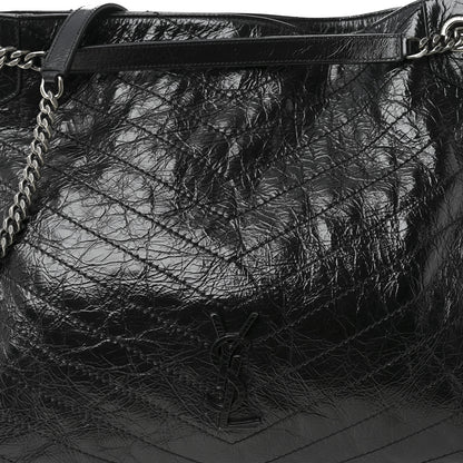 Saint Laurent Crinkled Calfskin Matelasse Monogram Large Niki Shopper Tote Black 8 of 10