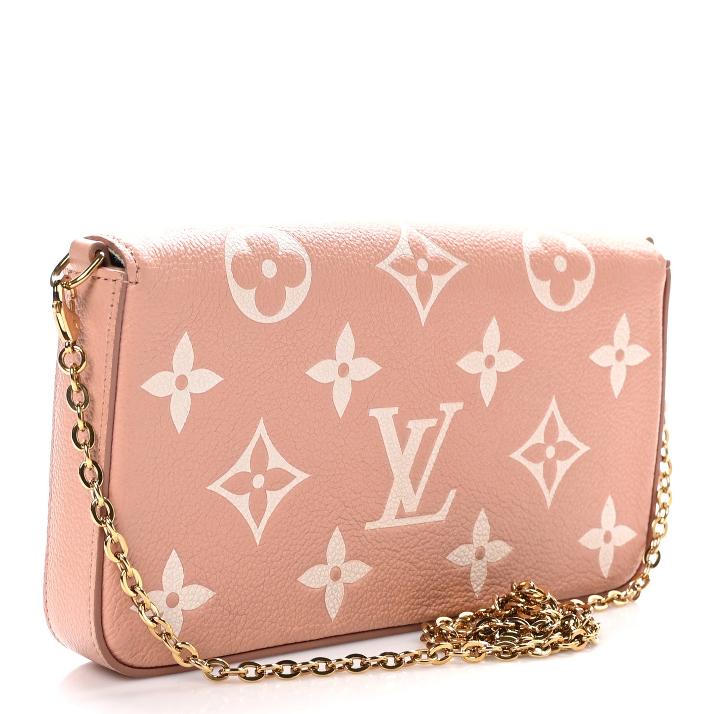 Empreinte Monogram Giant Felicie Pochette Chain Wallet Rose Trianon Creme
