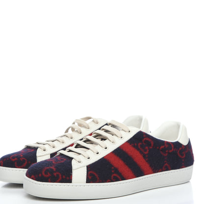 Gucci Covered Wool Big GG Monogram Mens Sneakers 8.5 Blue Red Mystic White 3 of 9
