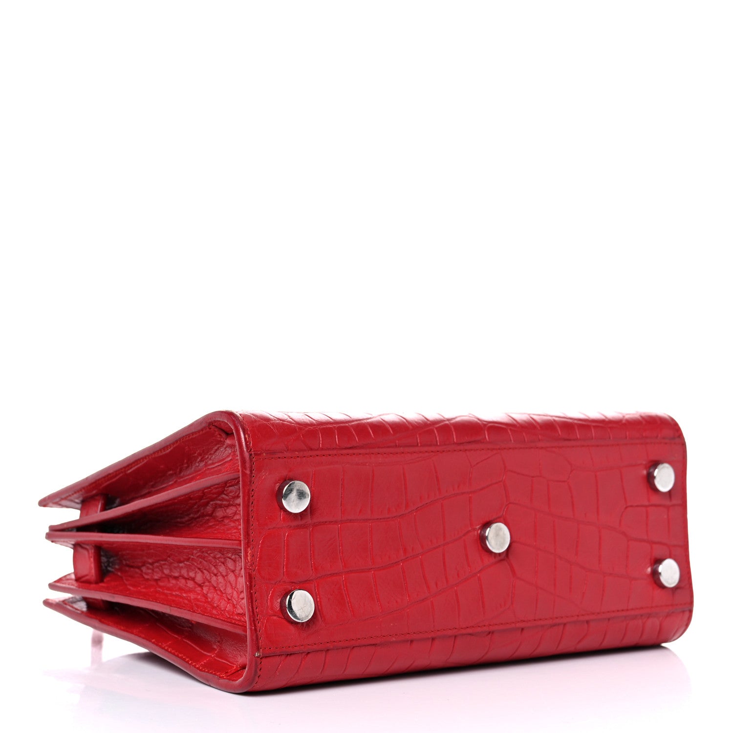 Saint Laurent Calfskin Crocodile Embossed Nano Sac De Jour Red 4 of 17