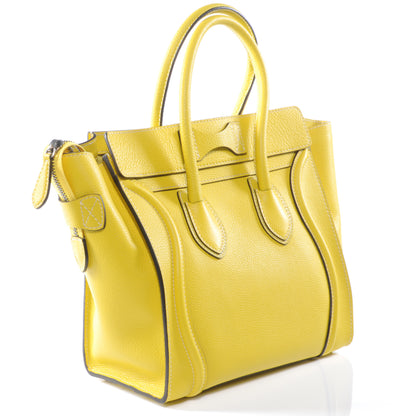 Celine Drummed Leather Micro Luggage Bag Citron 3 of 8