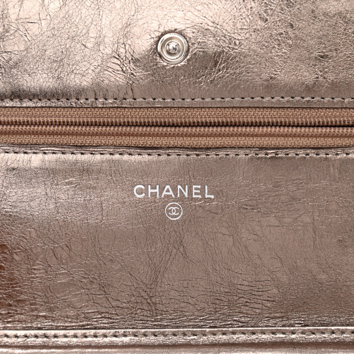 Metallic Aged Calfskin Quilted Reissue Wallet On Chain WOC Bronze