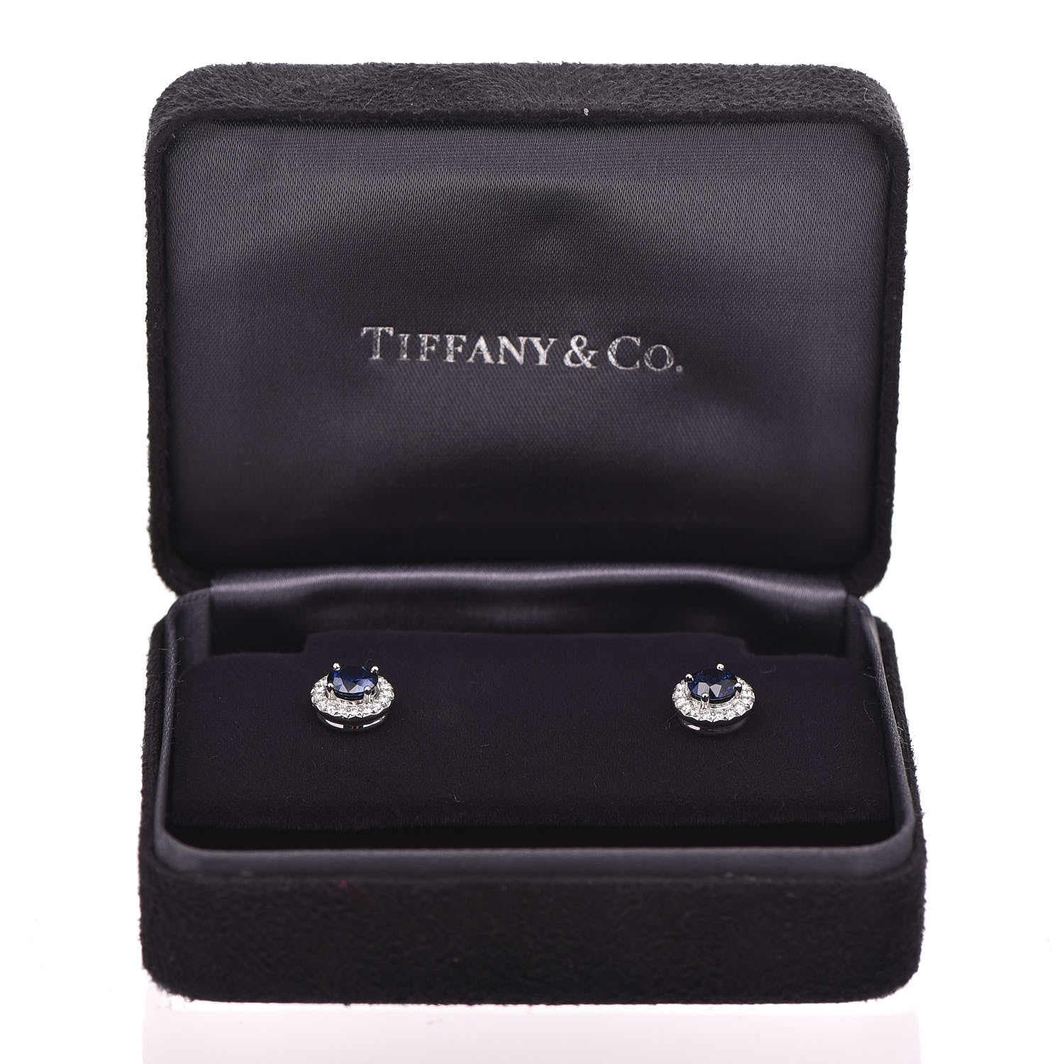 Tiffany Platinum Diamond Sapphire Soleste Earrings 13 of 13