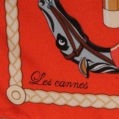 Hermes Silk Les Cannes Scarf 90 Orange 3 of 6