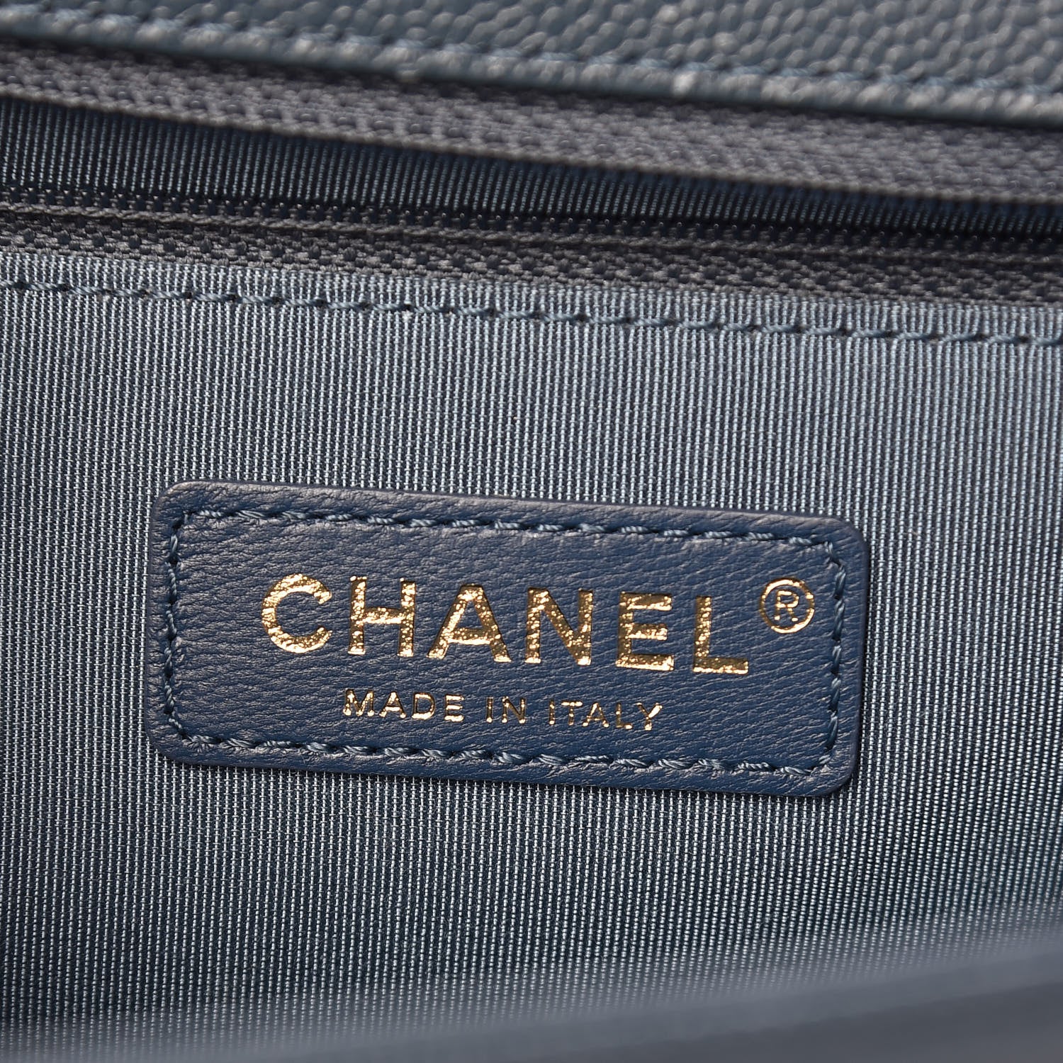 Chanel Caviar Chevron Quilted New Medium Boy Flap Blue 6 of 12