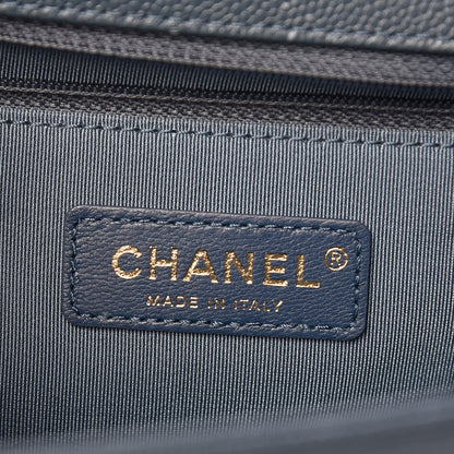 Chanel Caviar Chevron Quilted New Medium Boy Flap Blue 6 of 12