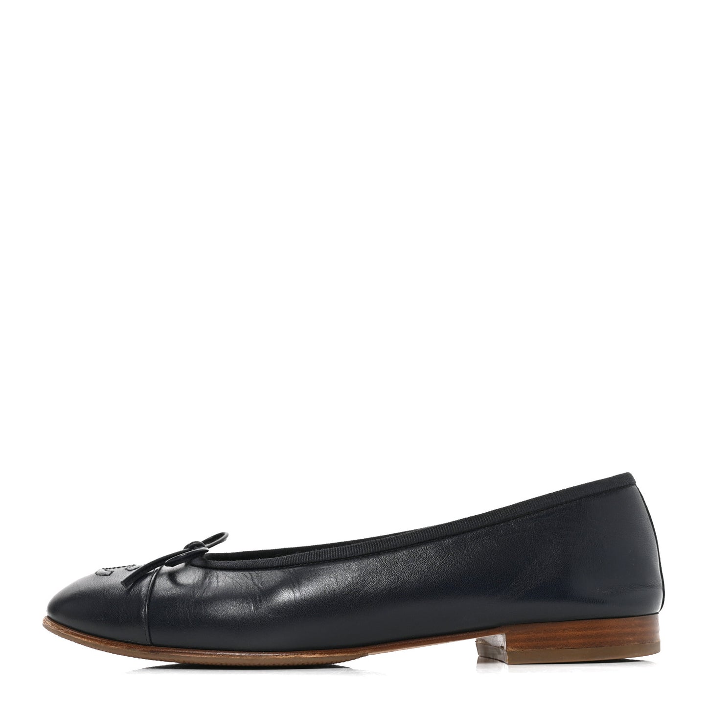 Goatskin CC Cap Toe Ballerina Flats 37.5 Dark Blue