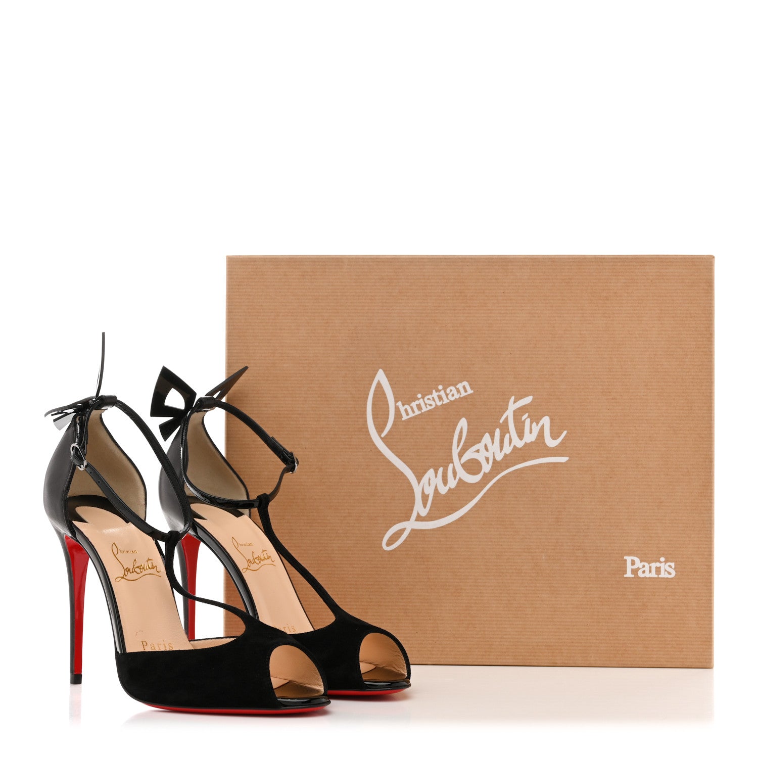 Christian Louboutin Suede Patent Shiny Nappa Aribak 100 Pumps 36.5 Version Black 9 of 9
