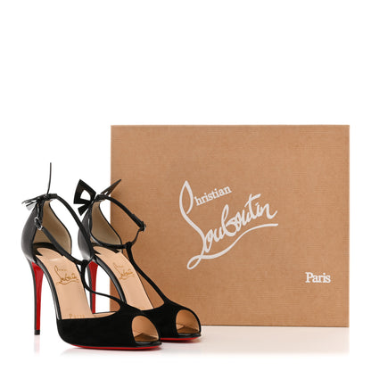 Christian Louboutin Suede Patent Shiny Nappa Aribak 100 Pumps 36.5 Version Black 9 of 9