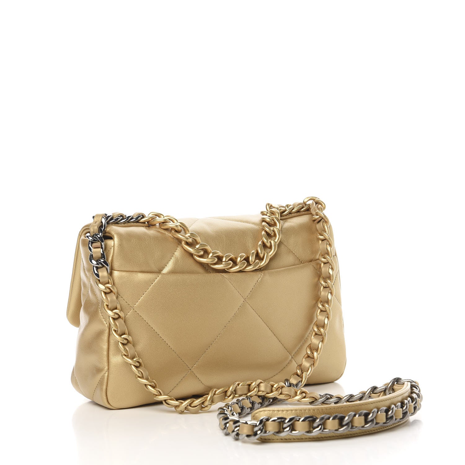 Chanel Metallic Goatskin Quilted Medium 19 Flap Gold 3 of 11