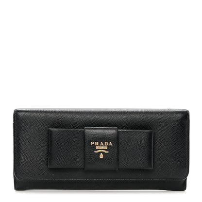 Prada Saffiano Bow Continental Wallet Black 1 of 17