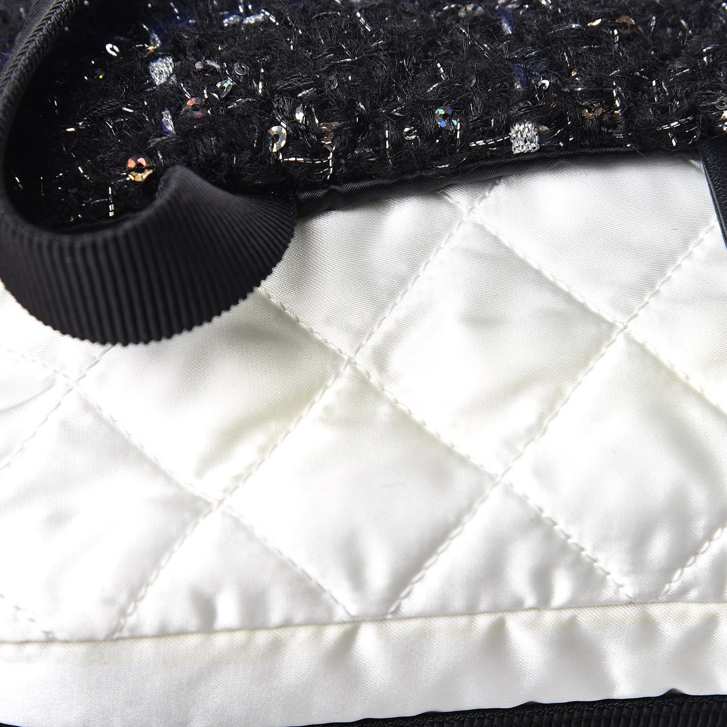 Tweed Nylon Quilted Astronaut Essentials Flap Black White