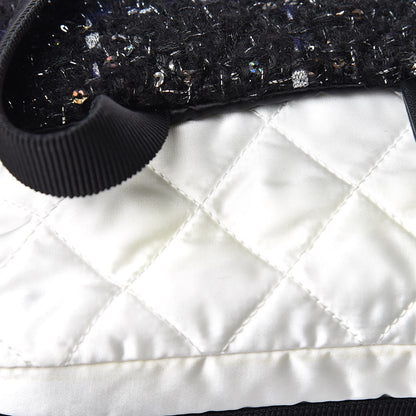 Chanel Tweed Nylon Quilted Astronaut Essentials Flap Black White 13 of 20