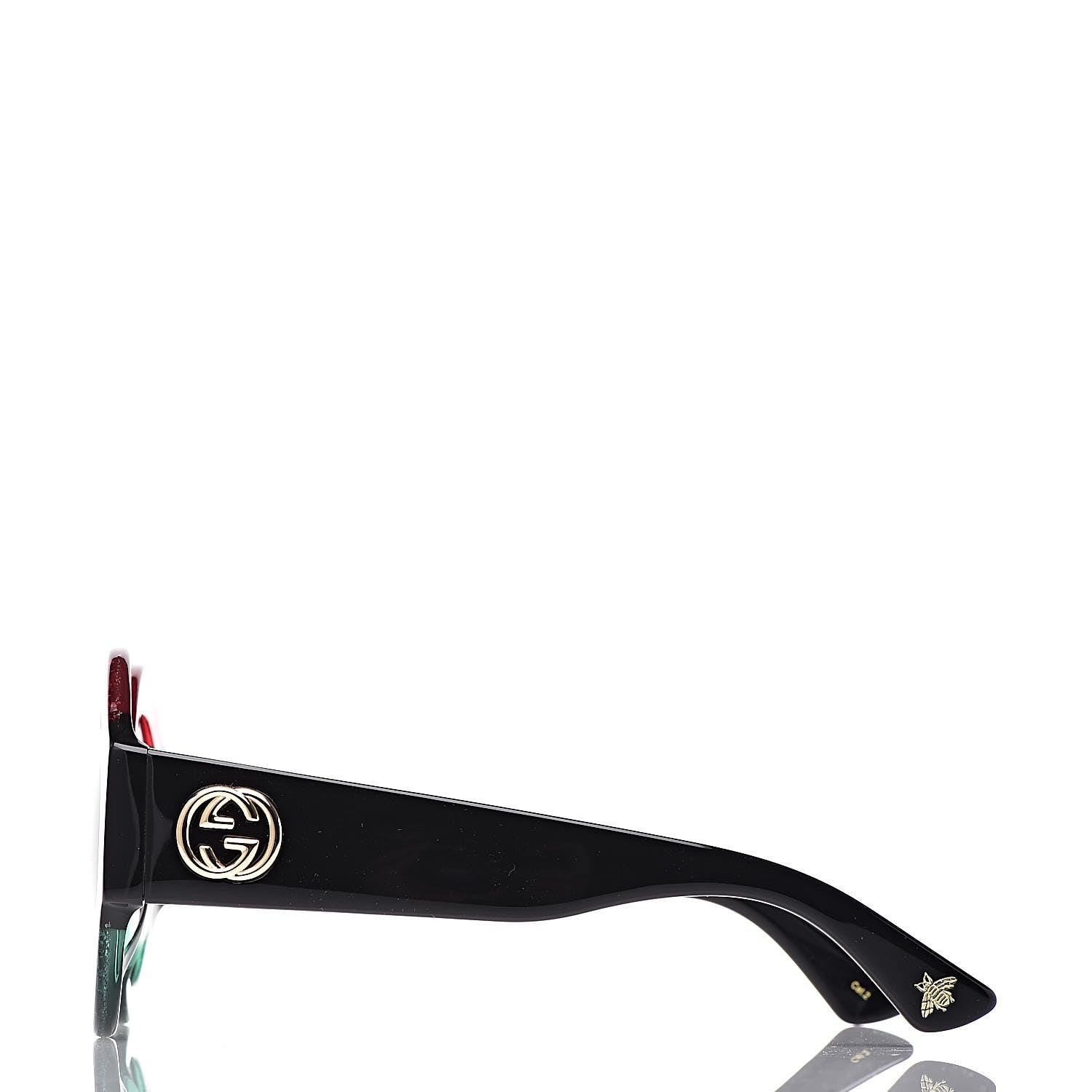 Gucci Acetate Round GG0084S Sunglasses Black Red Green 3 of 7