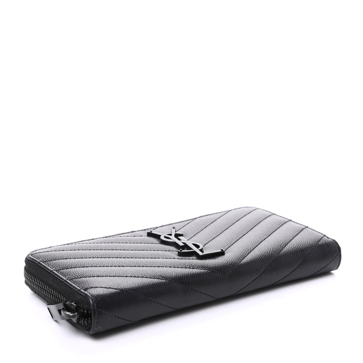 Grain De Poudre Matelasse Chevron Monogram Zip Around Wallet Black
