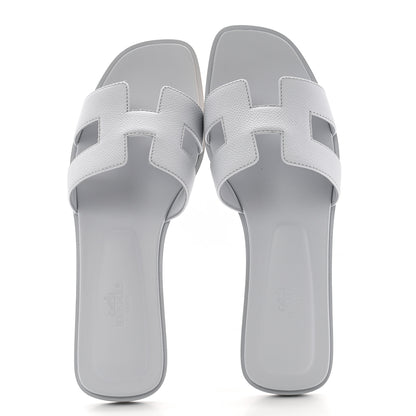 Hermes Epsom Oran Sandals 38.5 Bleu Glacier 2 of 10
