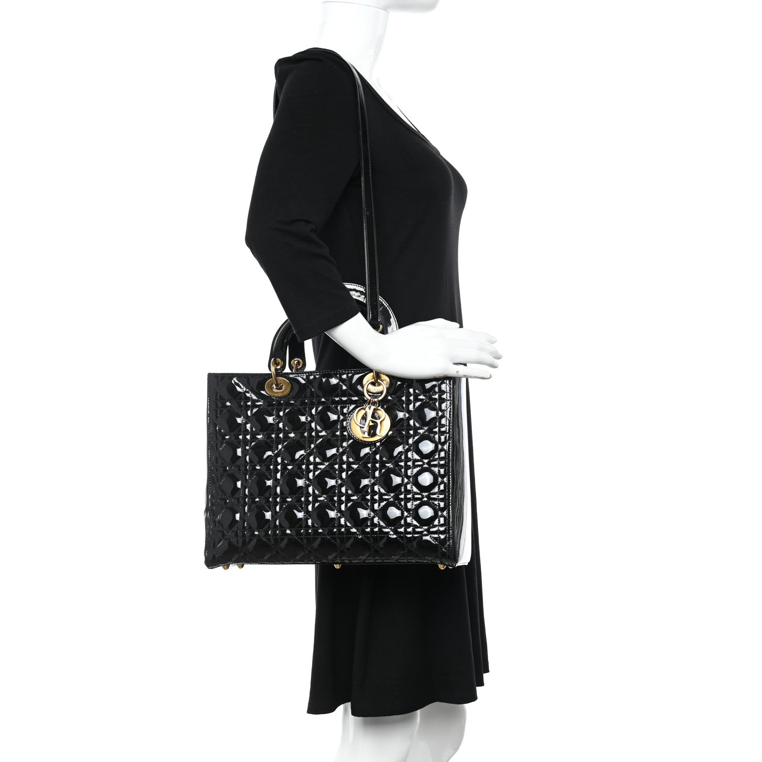 Christian Dior Patent Cannage Large Lady Dior Black 2 of 15