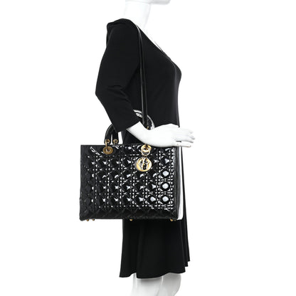 Christian Dior Patent Cannage Large Lady Dior Black 2 of 15