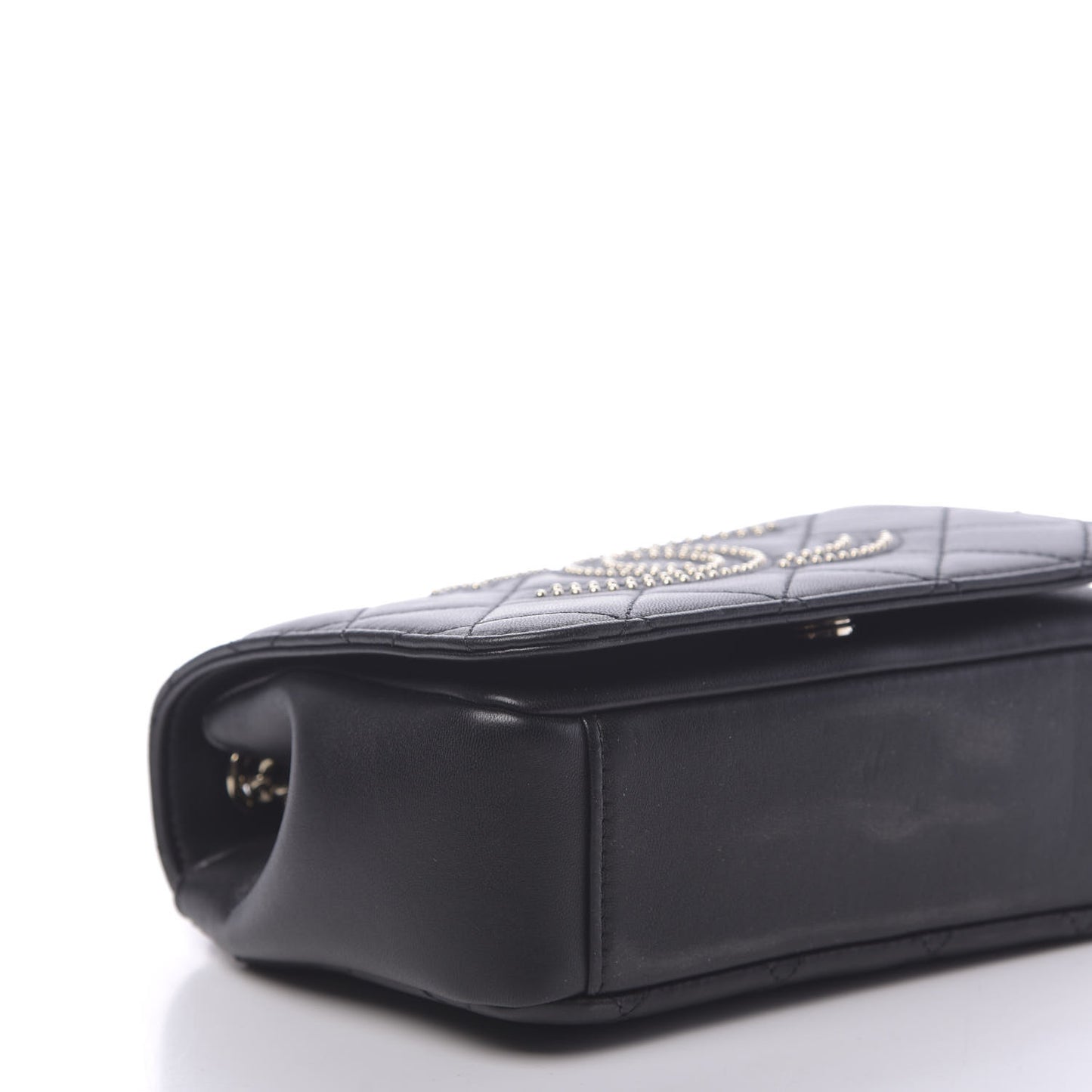 Lambskin Quilted Studded CC Flap Black