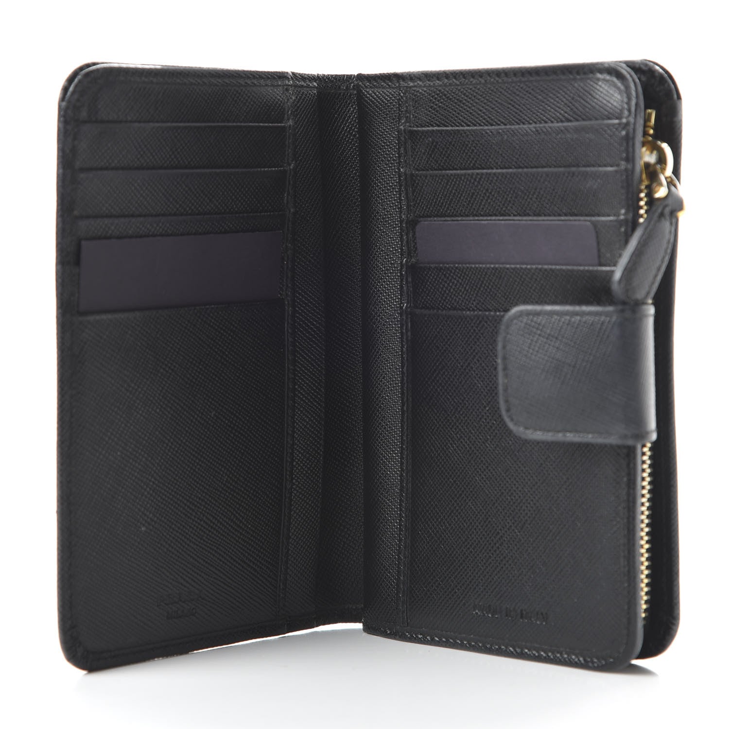 Prada Saffiano Metal Compact Wallet Black 5 of 11