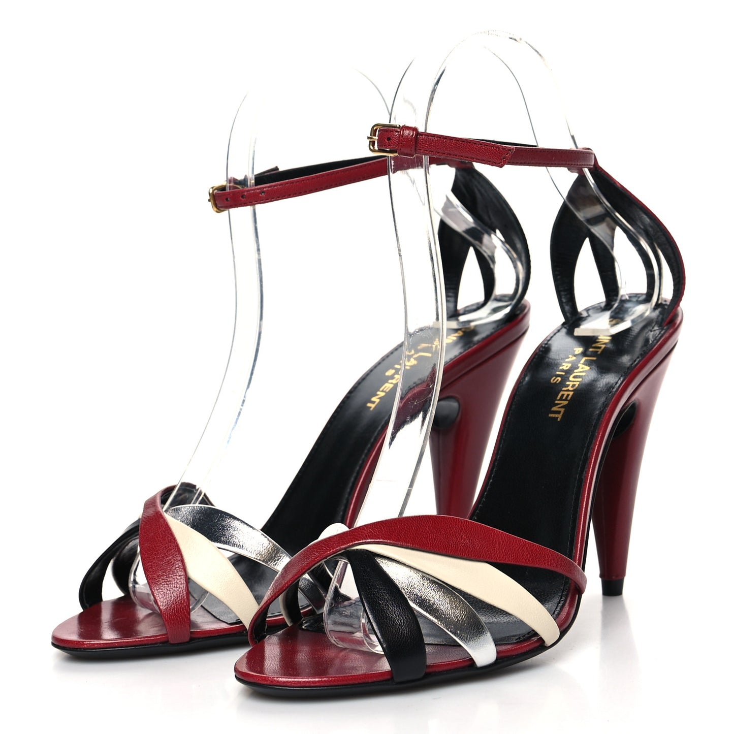 Calfskin Kristen 95 Sandal Heels 36 Red Multicolor