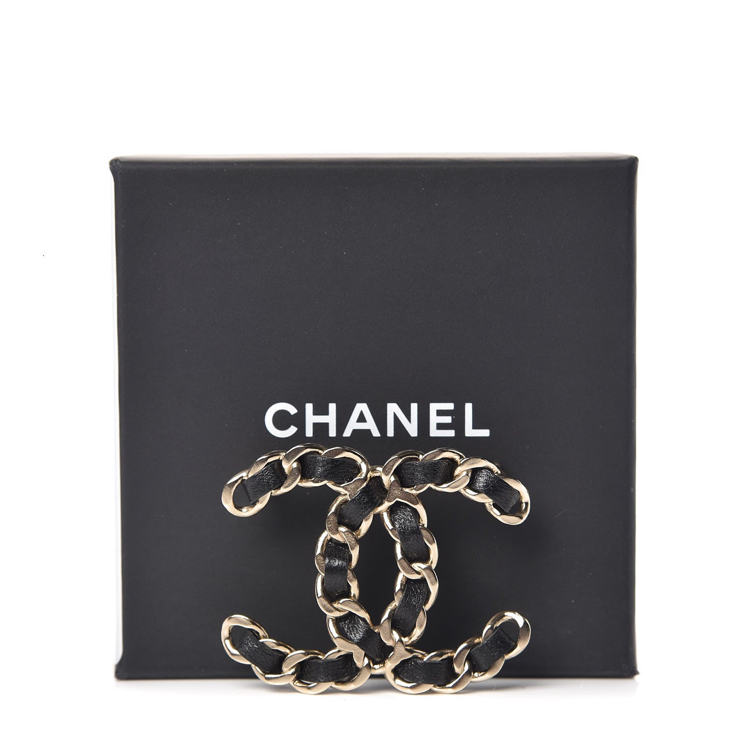 Chanel Lambskin Chain CC Brooch Black Gold 5 of 5