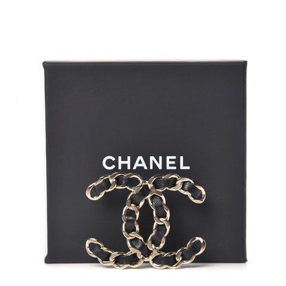 Chanel Lambskin Chain CC Brooch Black Gold 5 of 5