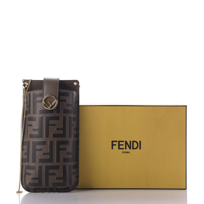 Fendi Vitello Soft F is Fendi Bi-Color FF 1974 Embossed Phone Pouch Maya Black 10 of 10